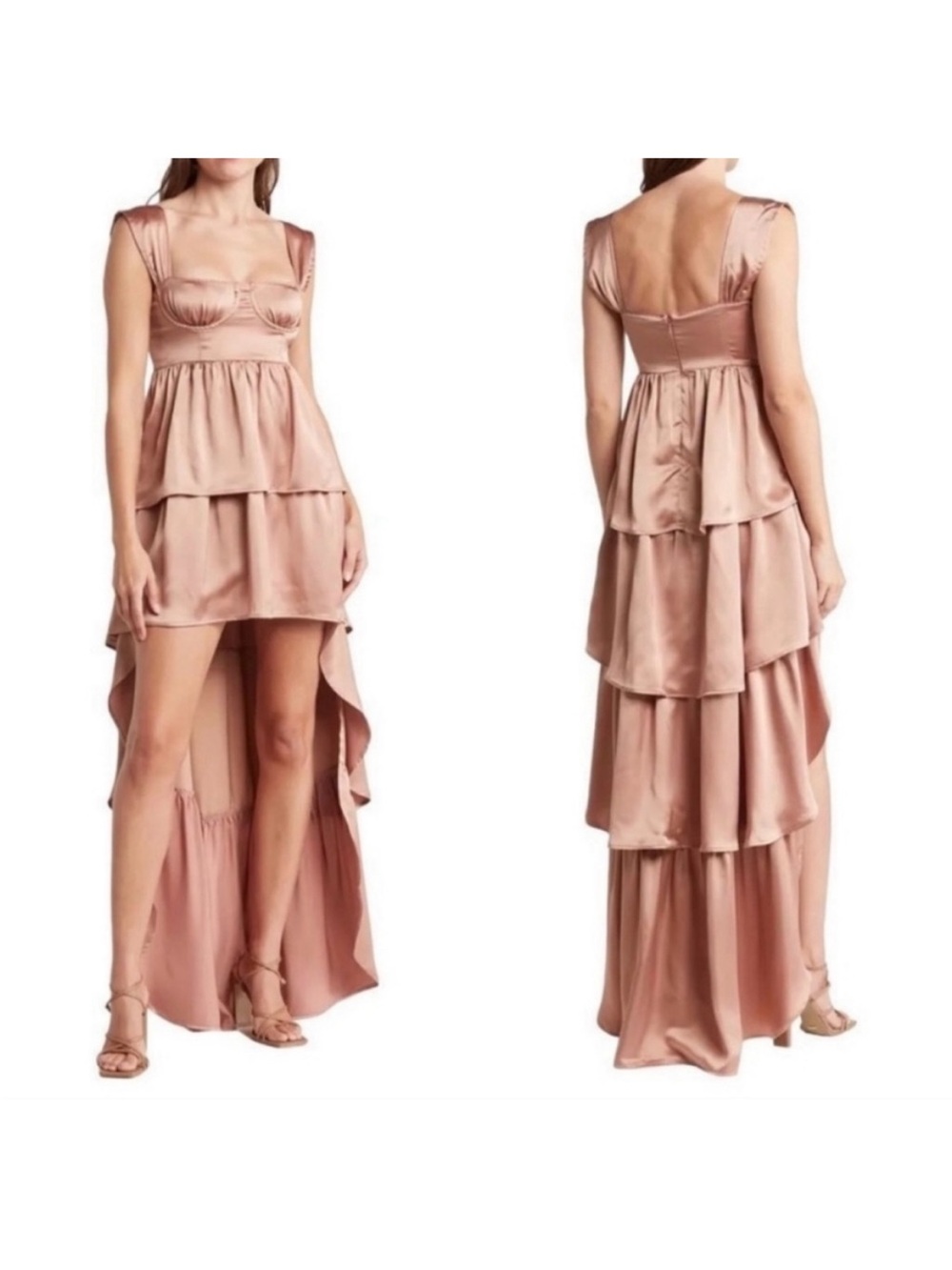 WEWOREWHAT Satin Corset High Low Maxi Dress Size 00